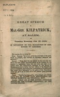 Great speech of Maj.-Gen. Kilpatrick, at Salem on Tuesday evening Oct. 27, 1868 : in opposition to the re-election of Gen. Butler to congress