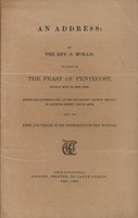 An address delivered on the Feast of Pentecost, Sunday, May 16, 5629-1869, before his congregation, at the Synagogue "Mickve Israel,"