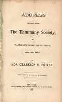 Address delivered before the Tammany Society, at Tammany Hall, New York, July 4th, 1873