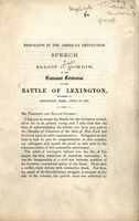 Merchants in the American revolution : speech of Elliot C. Cowdin, at the centennial celebration of the battle of Lexington, delivered at Lexington, Mass., April 19, 1875.