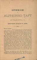 Speech of Alphonso Taft at Marietta, O., delivered August 9, 1875