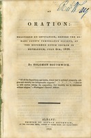 An oration delivered by invitation, before the Albany County Temperance Society, at the Reformed Dutch Church in Bethlehem, July 4, 1838.