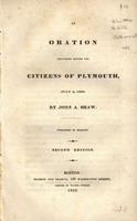An oration delivered before the citizens of Plymouth, July 4, 1828. 