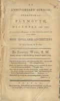 Mr. West's anniversary sermon, preached at Plymouth, December 22d, 1777
