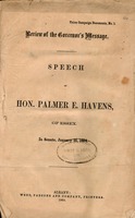 Review of the Governor's message : speech of Hon. Palmer E. Havens, of Essex