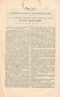Our obligations to defend the government of our country : a discourse on the war by Rev. Elias Nason, delivered at Exeter, N.H., April 21, 1861.